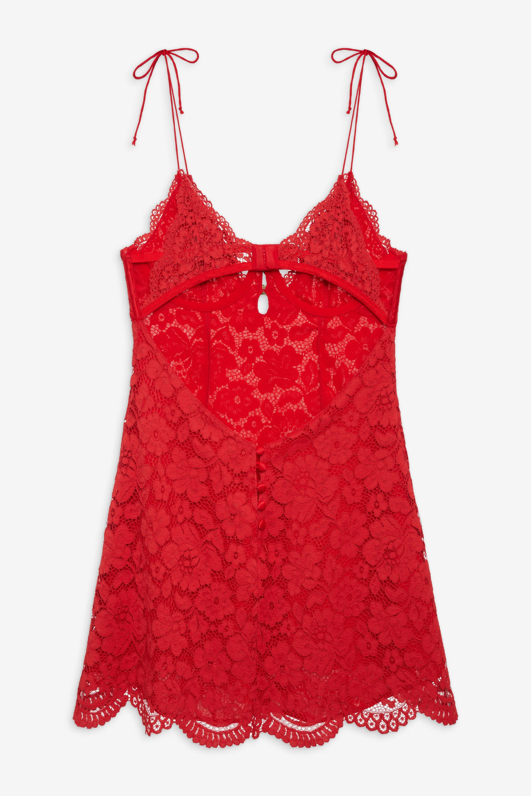 Women Creamsicle Lace Slip Dress - Red