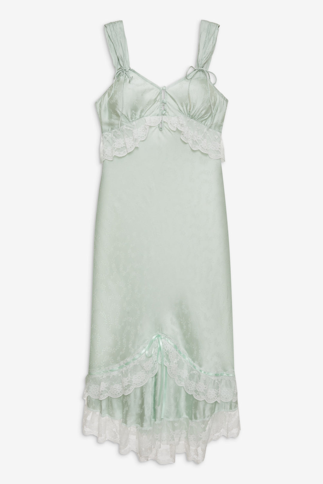 Women Mint Twist Jacquard Midi Slip Dress - Mint