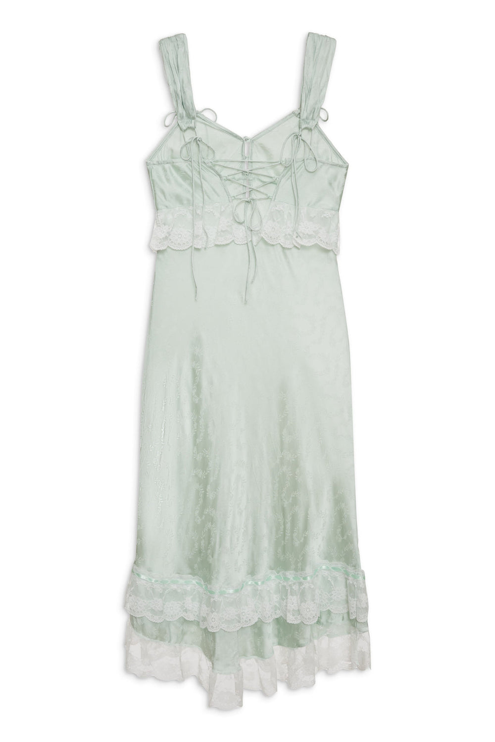 Women Mint Twist Jacquard Midi Slip Dress - Mint