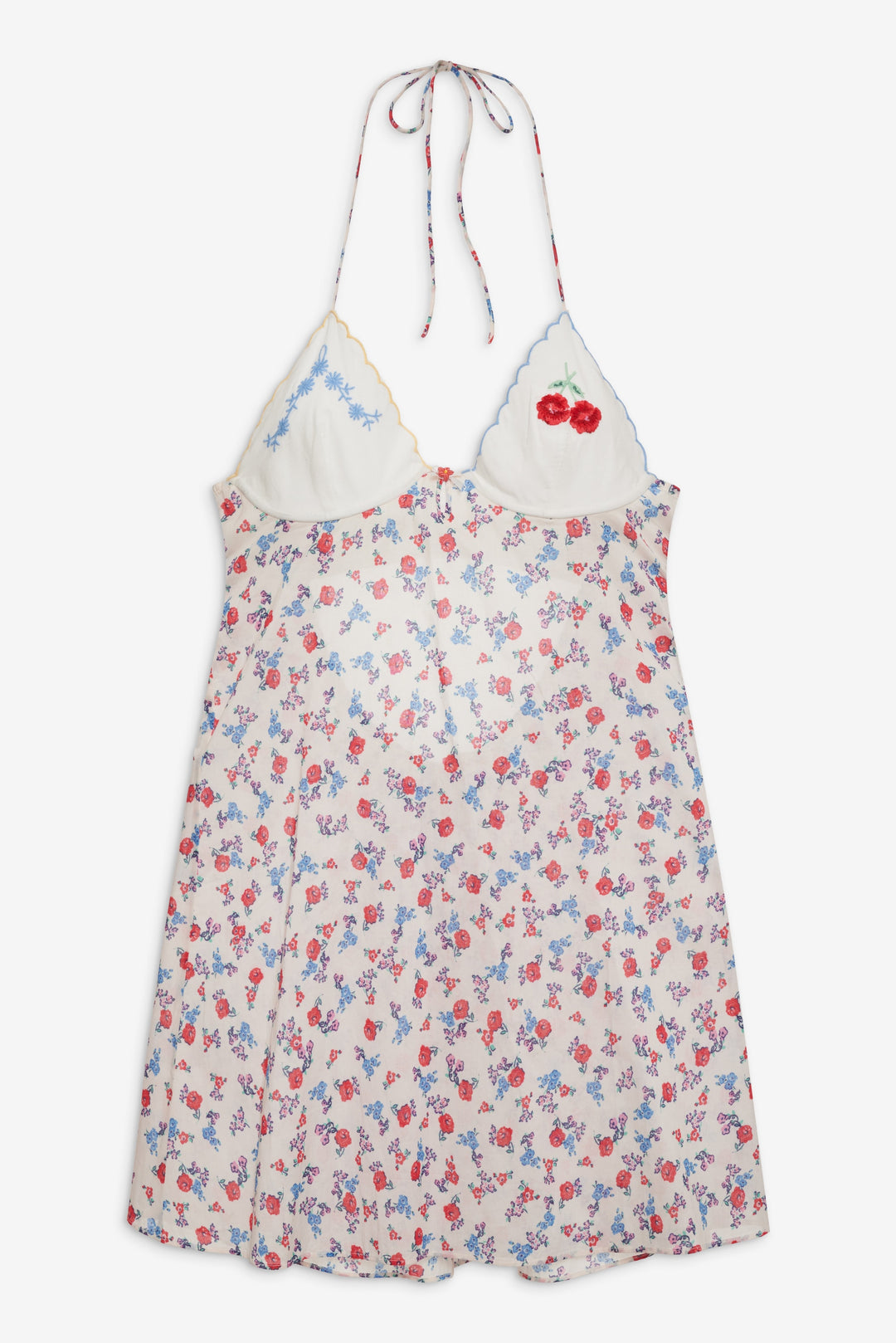 Women Forget Me Not Embroidery Slip Dress - White
