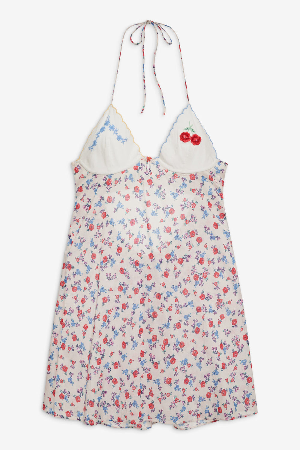 Women Forget Me Not Embroidery Slip Dress - White