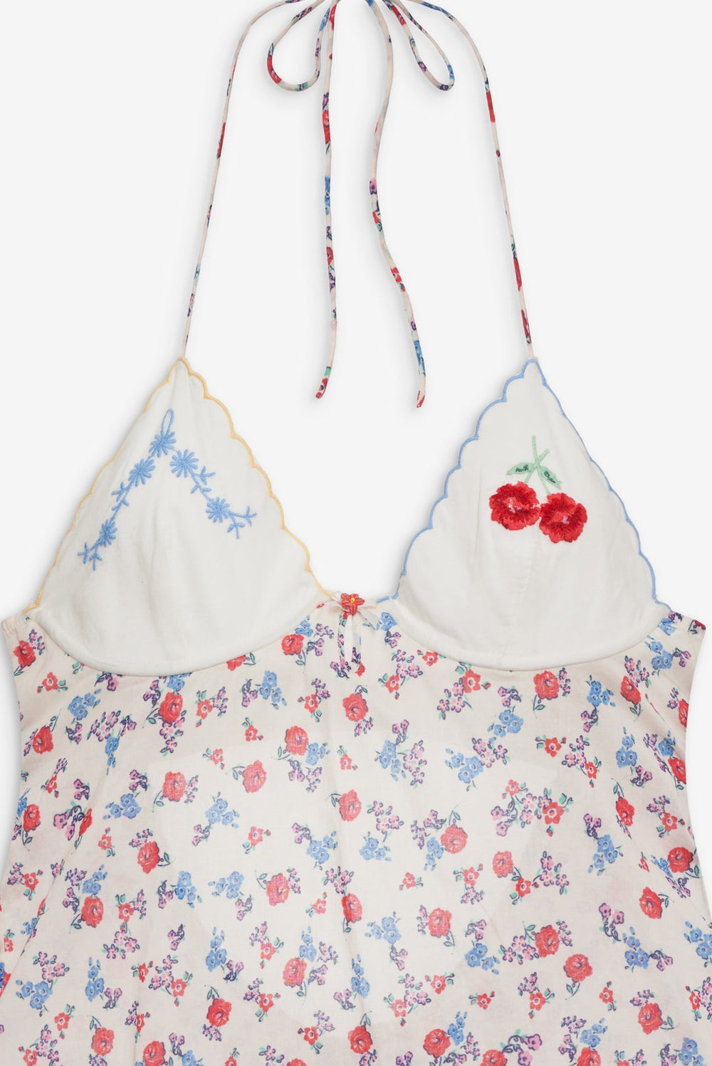 Women Forget Me Not Embroidery Slip Dress - White
