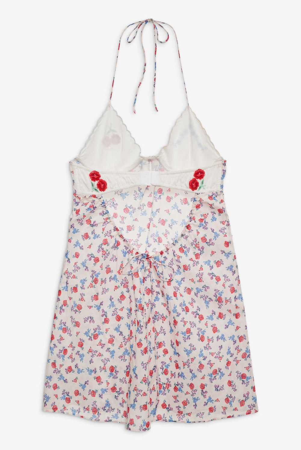 Women Forget Me Not Embroidery Slip Dress - White