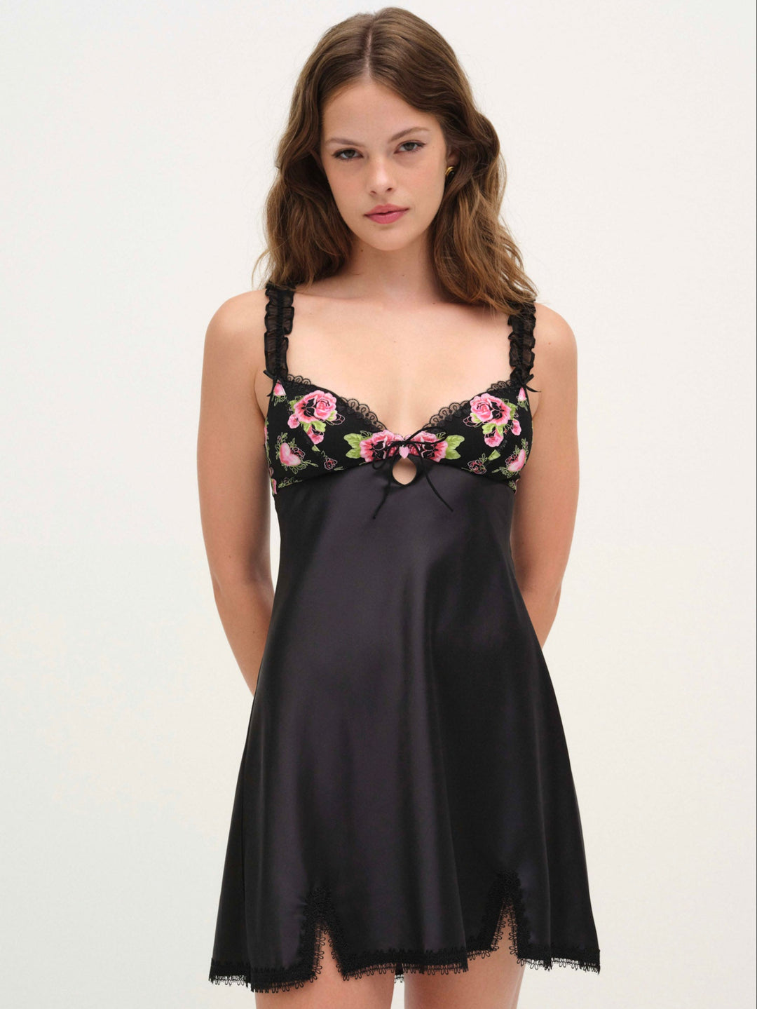 Women Love Garden Slip Dress - Black