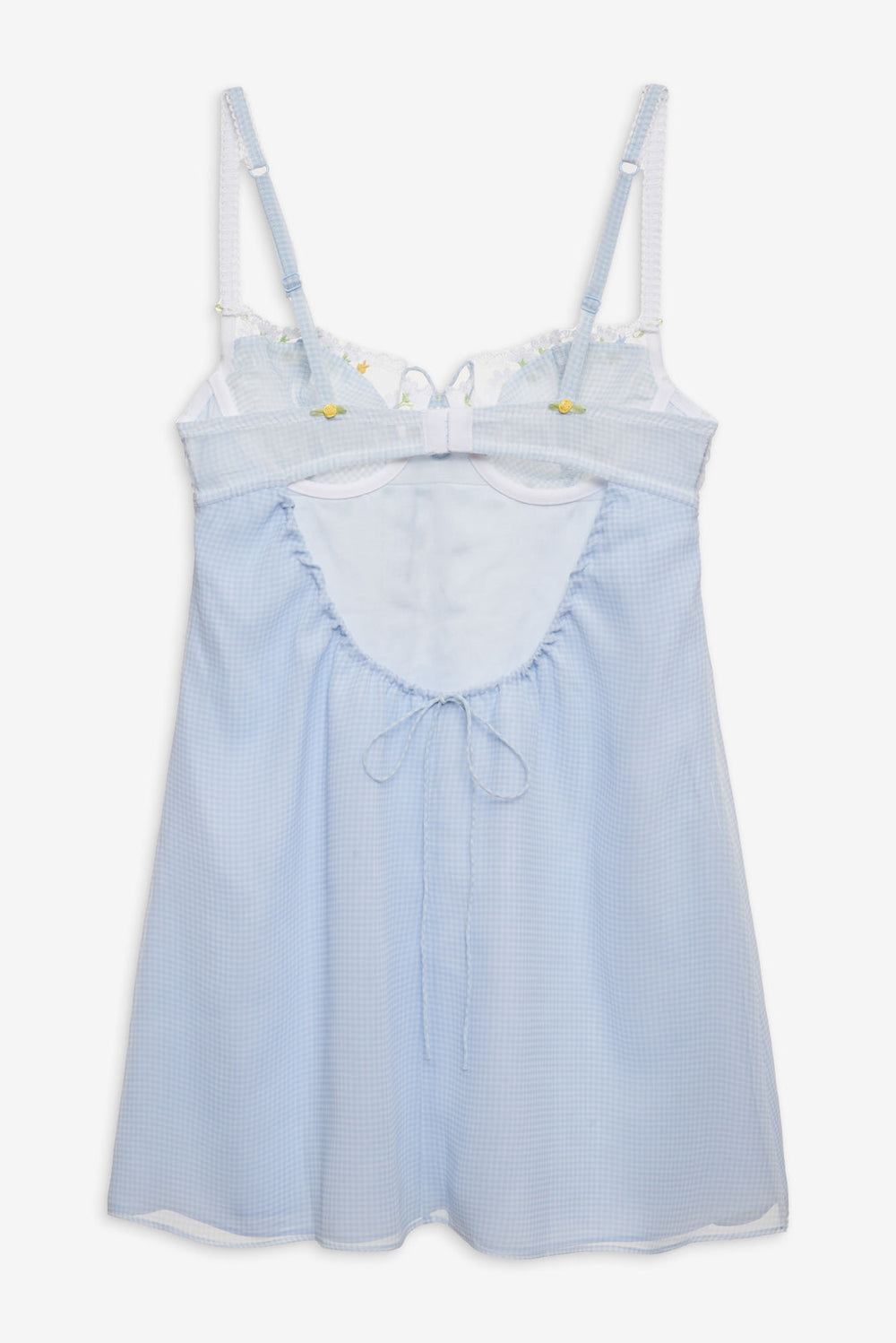 Women Gingham Rose Slip Dress - Blue