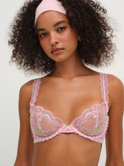 Women Ily Embroidered Underwire Bra - Pink