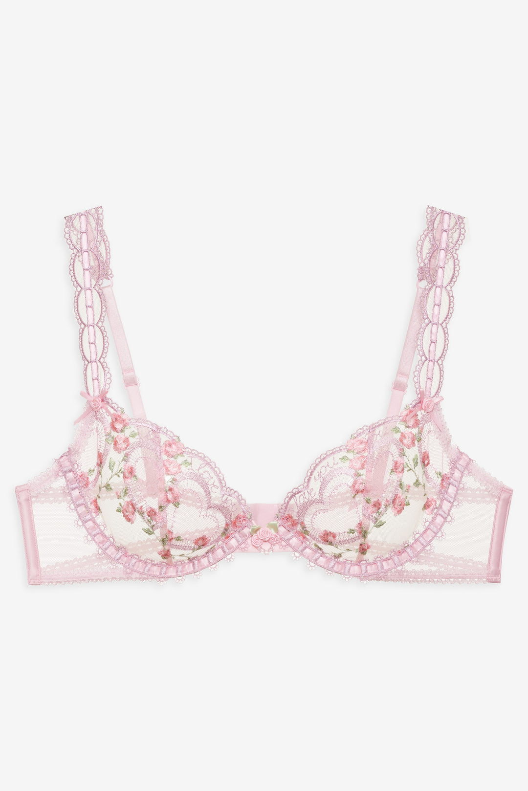 Women Ily Embroidered Underwire Bra - Pink