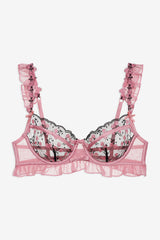 Women Rose Cluster Underwire Bra - Pink