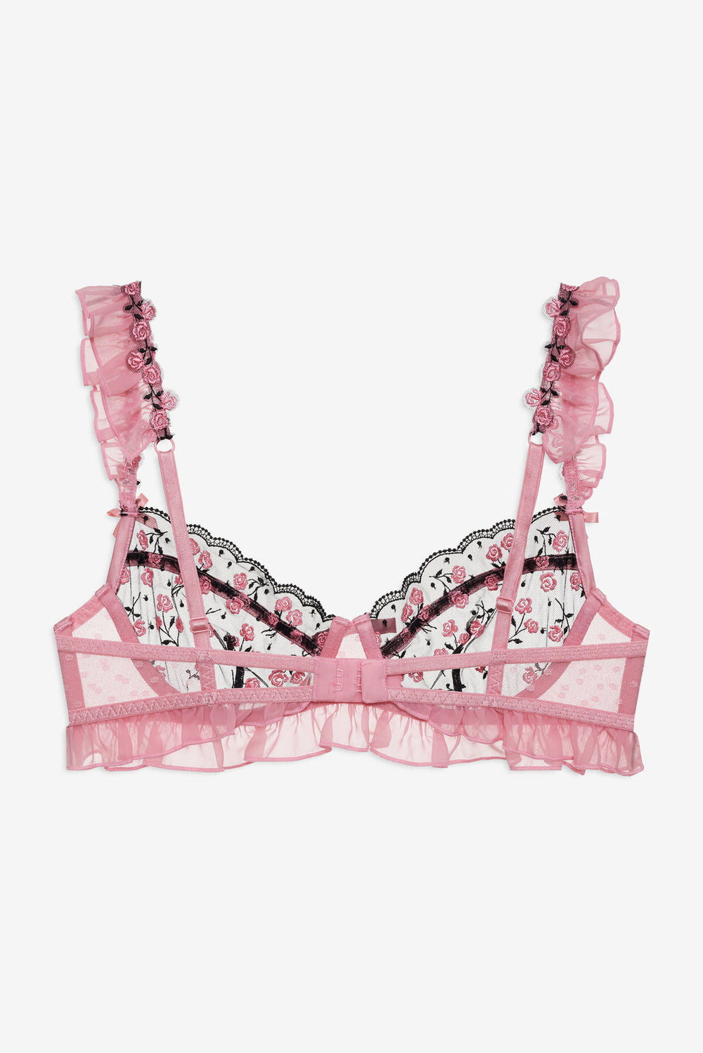 Women Rose Cluster Underwire Bra - Pink