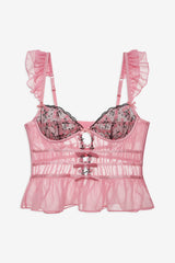 Women Rose Cluster Bustier - Pink