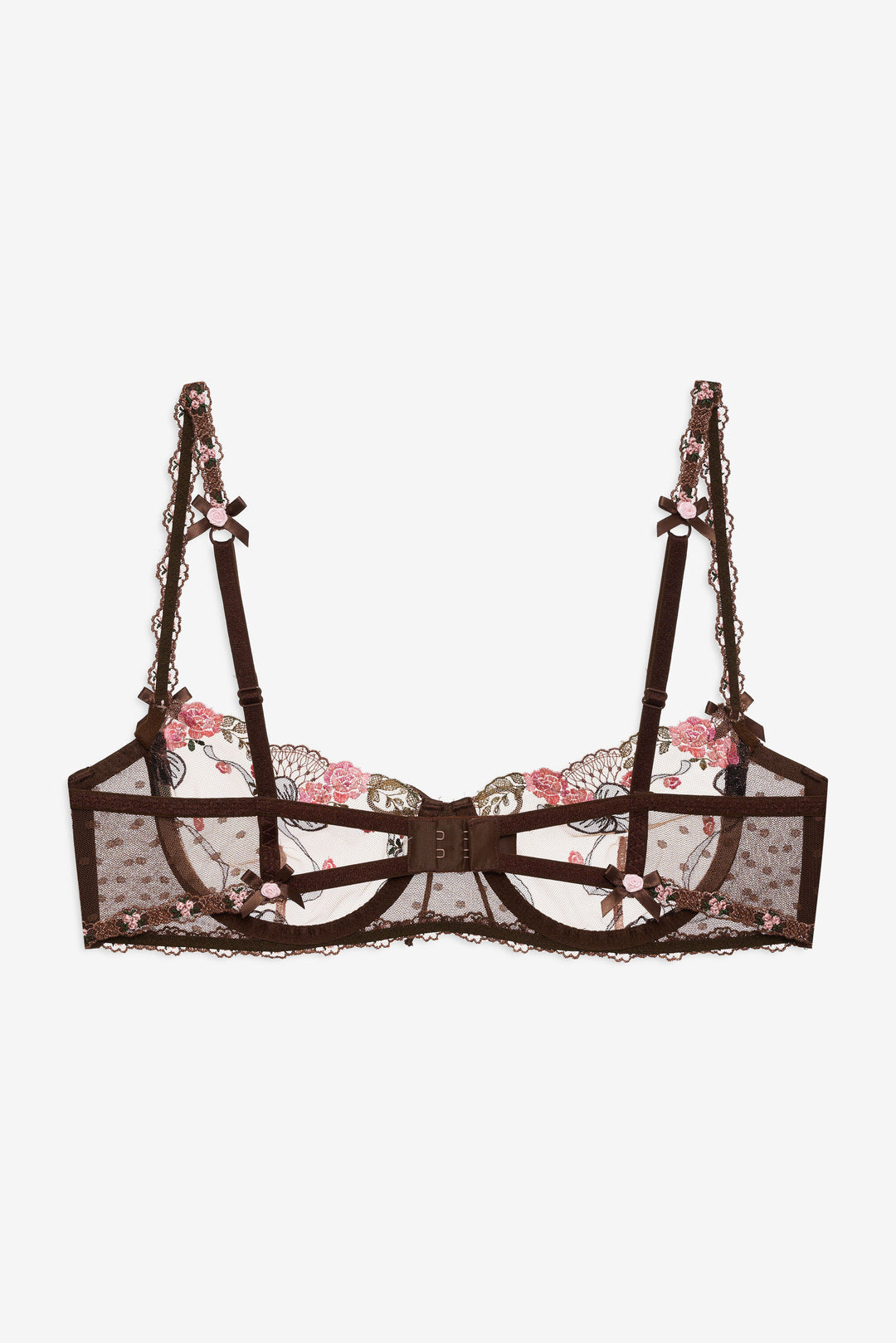 Women Runaway Bows Underwire Bra - Brown