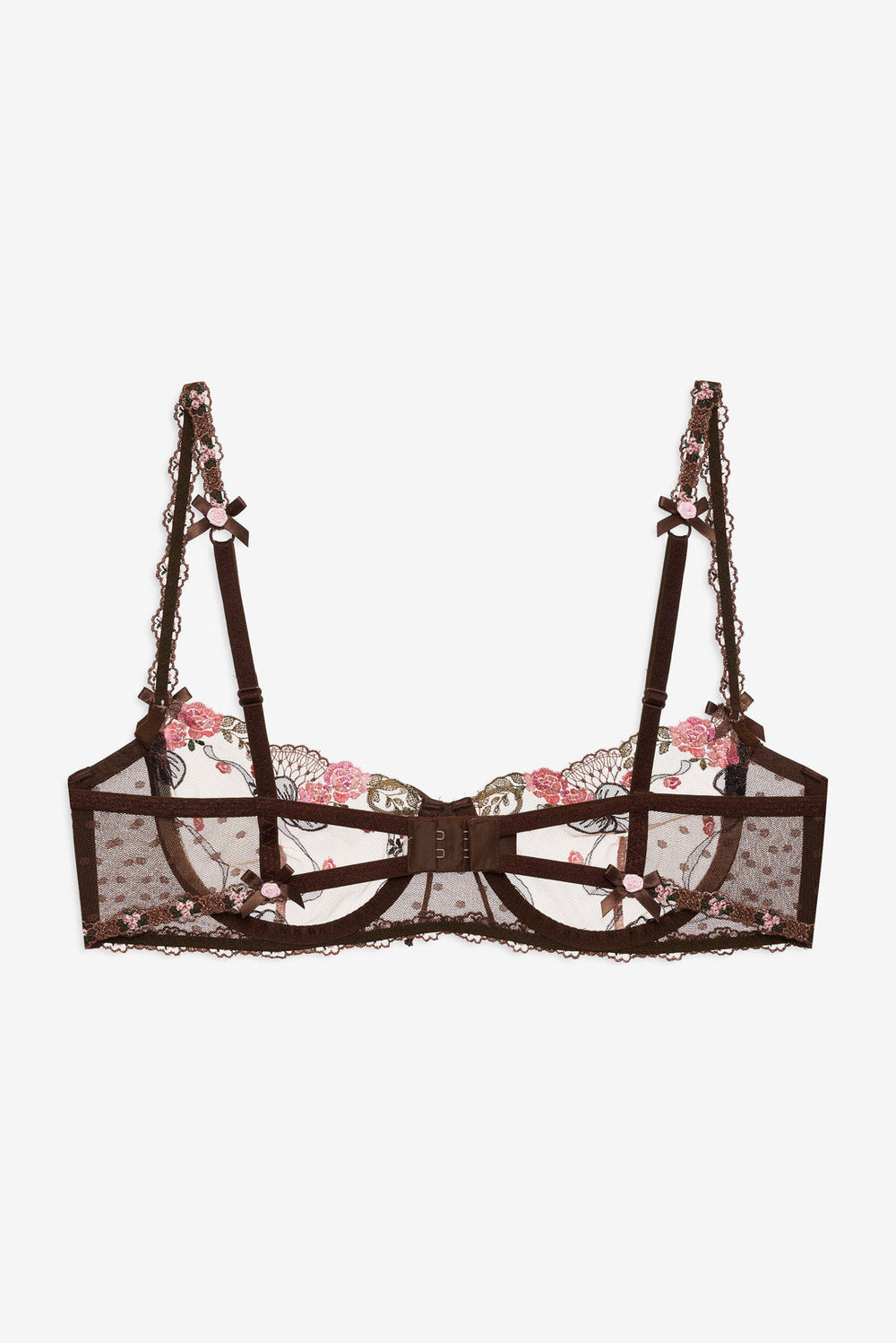 Women Runaway Bows Underwire Bra - Brown