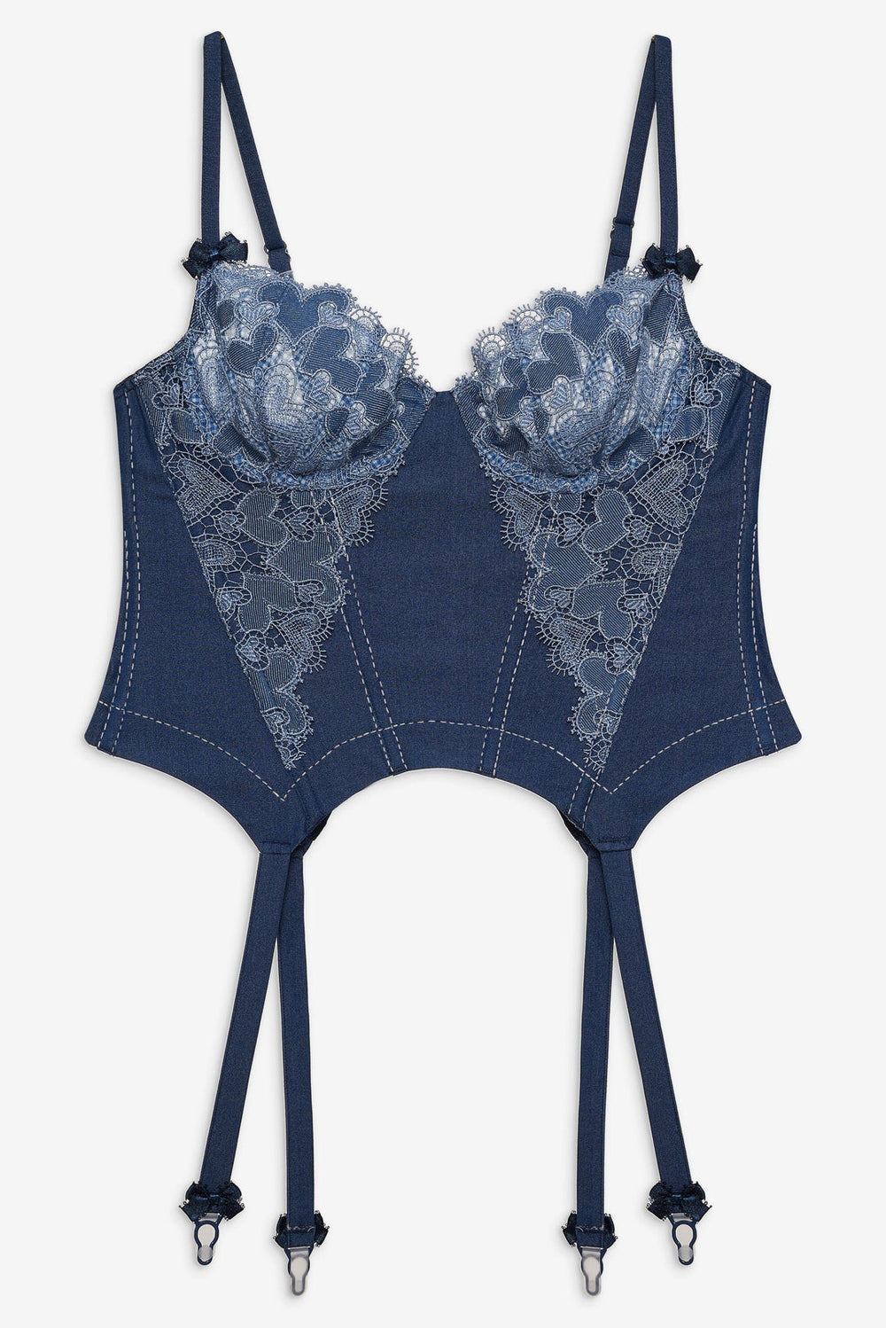 Women Denim Hearts Bustier - Blue