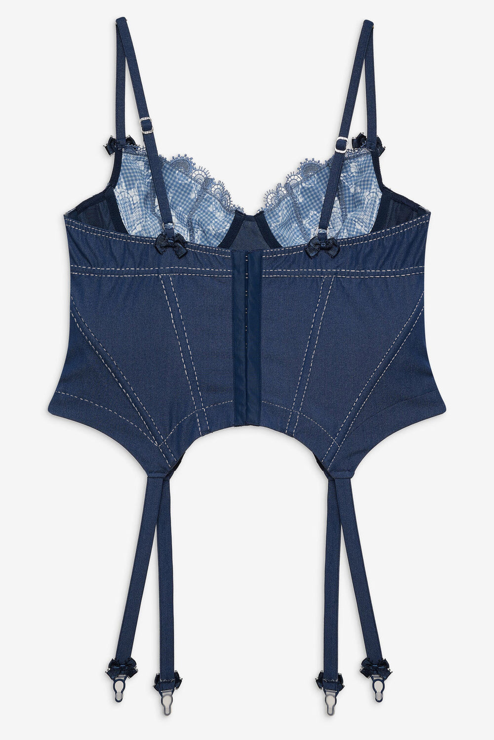 Women Denim Hearts Bustier - Blue