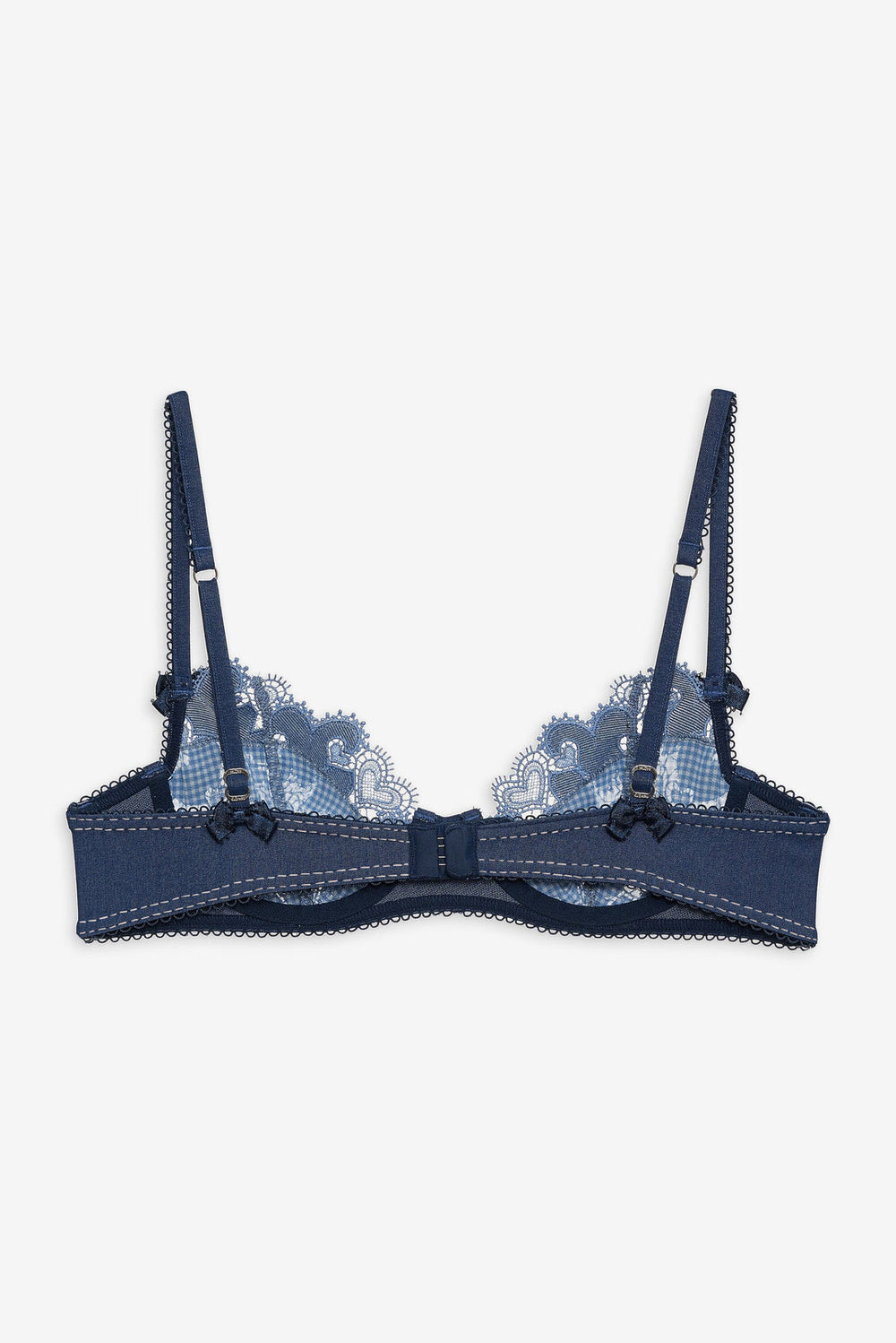 Women Denim Hearts Underwire Bra - Blue