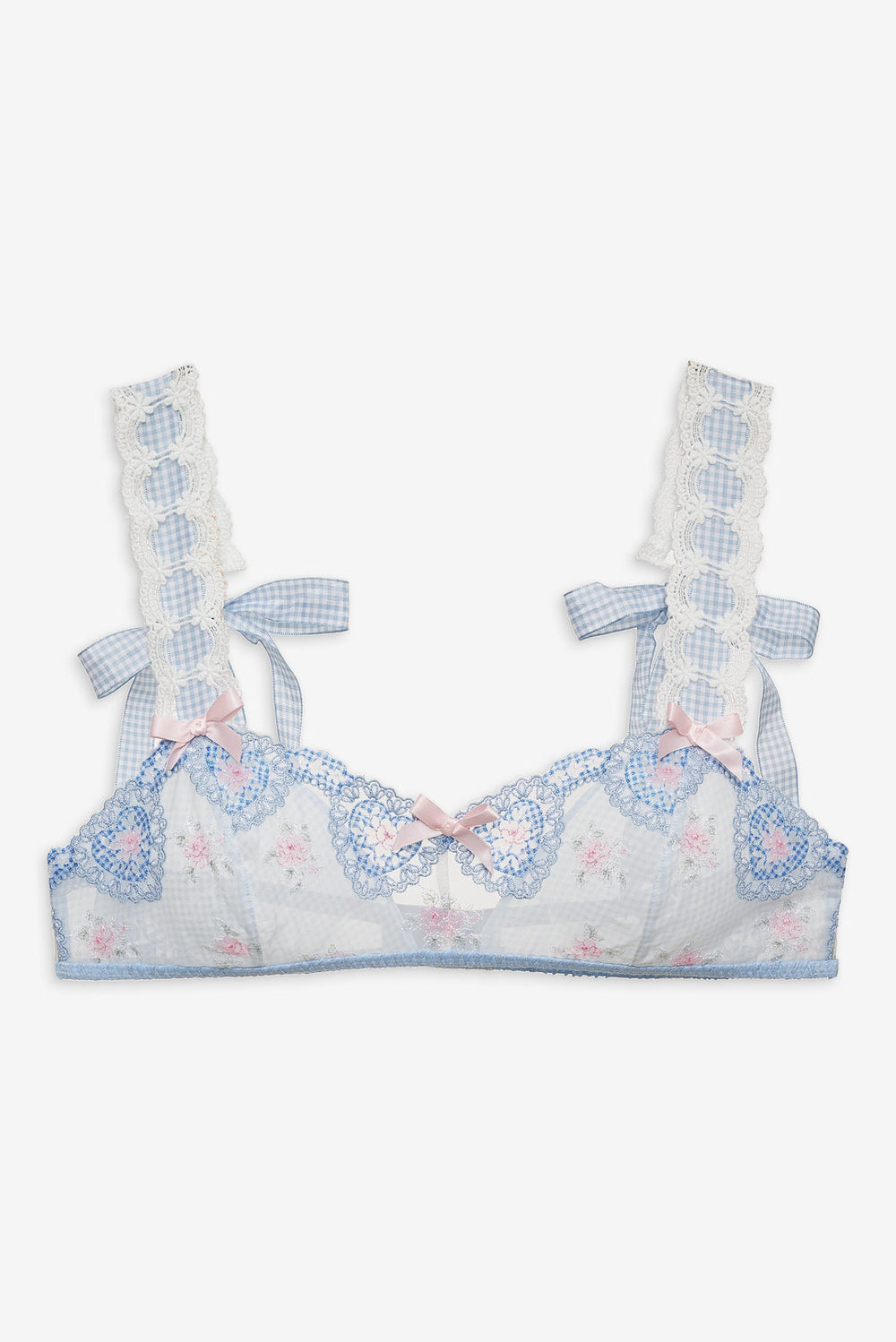 Women Dainty Doily Bralette - Blue