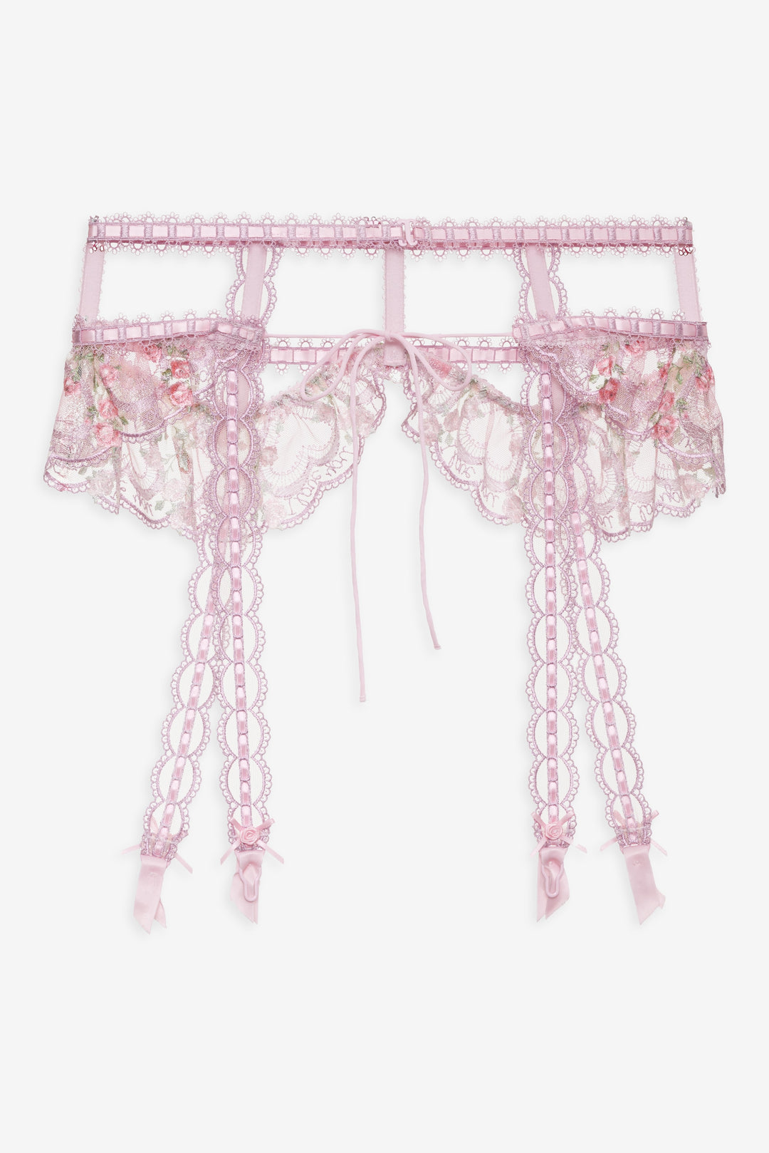 Women Ily Embroidered Garter Belt - Pink