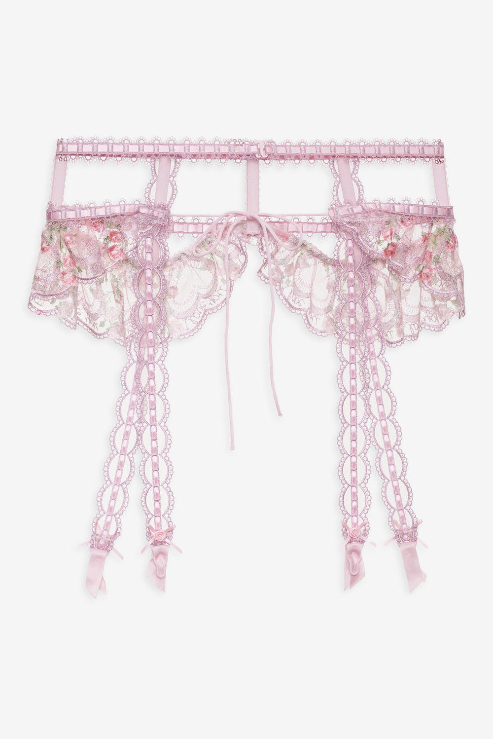 Women Ily Embroidered Garter Belt - Pink
