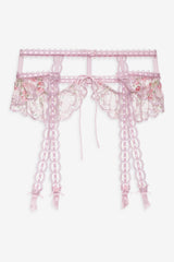 Women Ily Embroidered Garter Belt - Pink