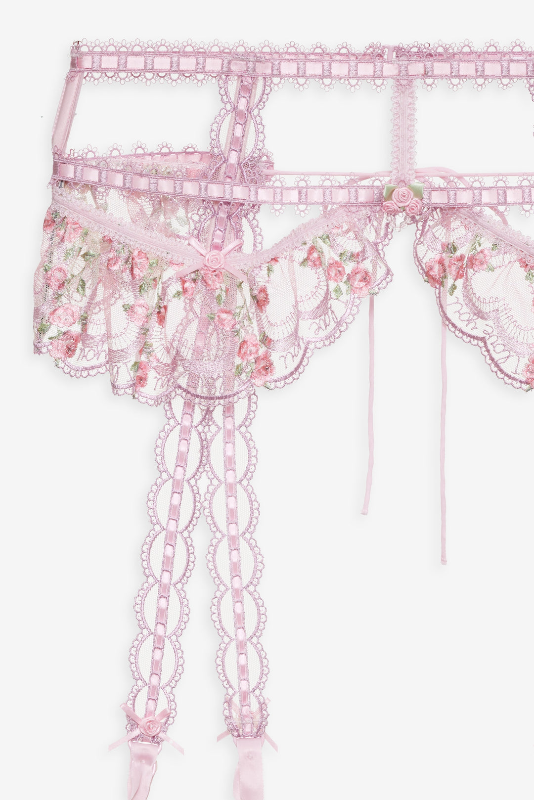 Women Ily Embroidered Garter Belt - Pink