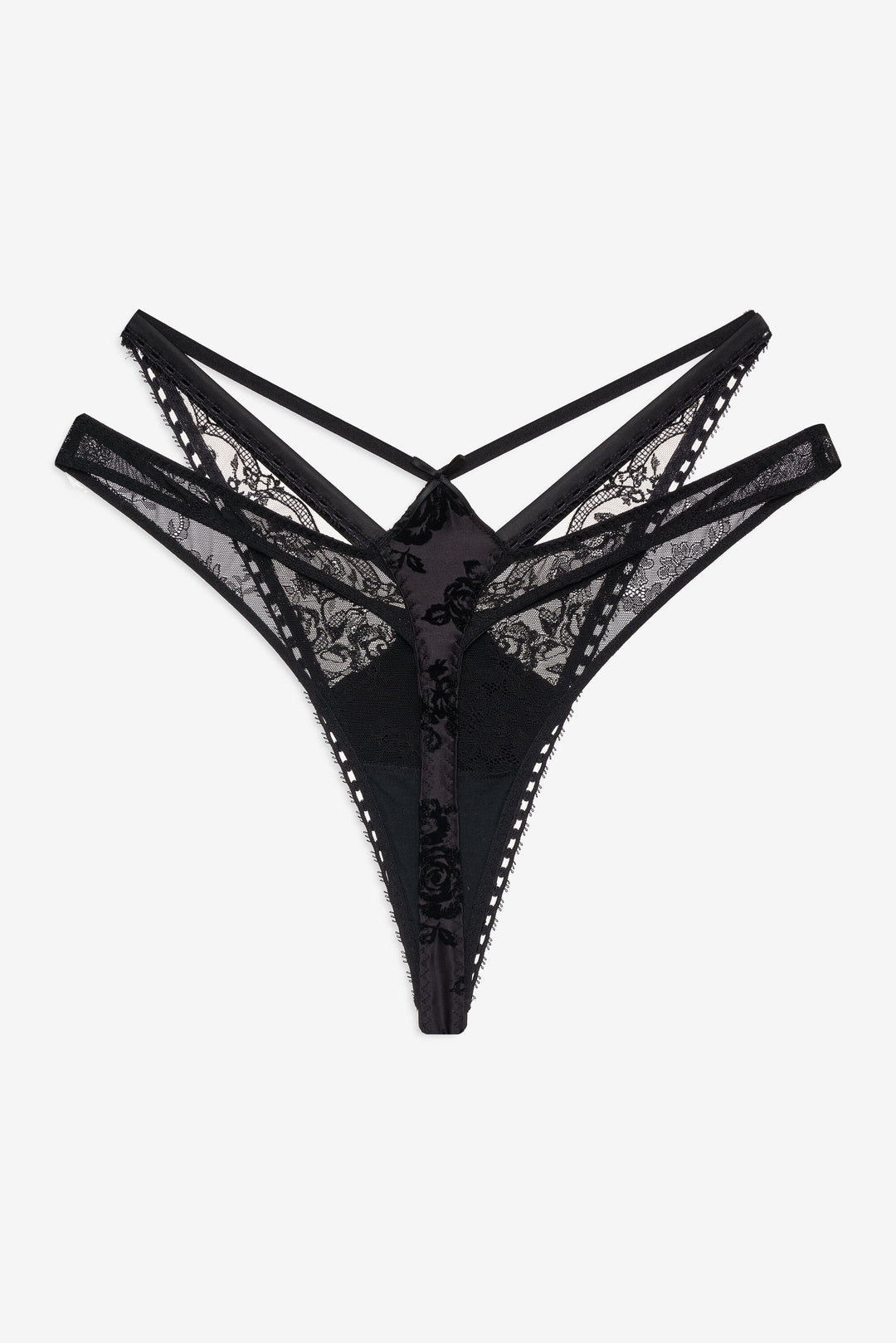Women Sonia Double Layer Thong Panty - Black