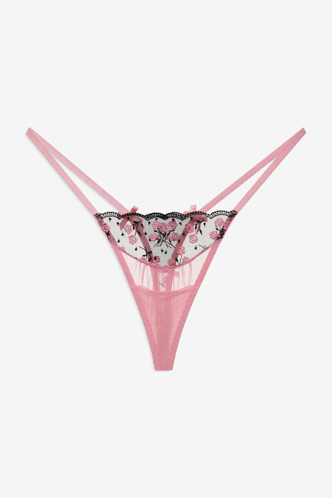 Women Rose Cluster Thong Panty - Pink