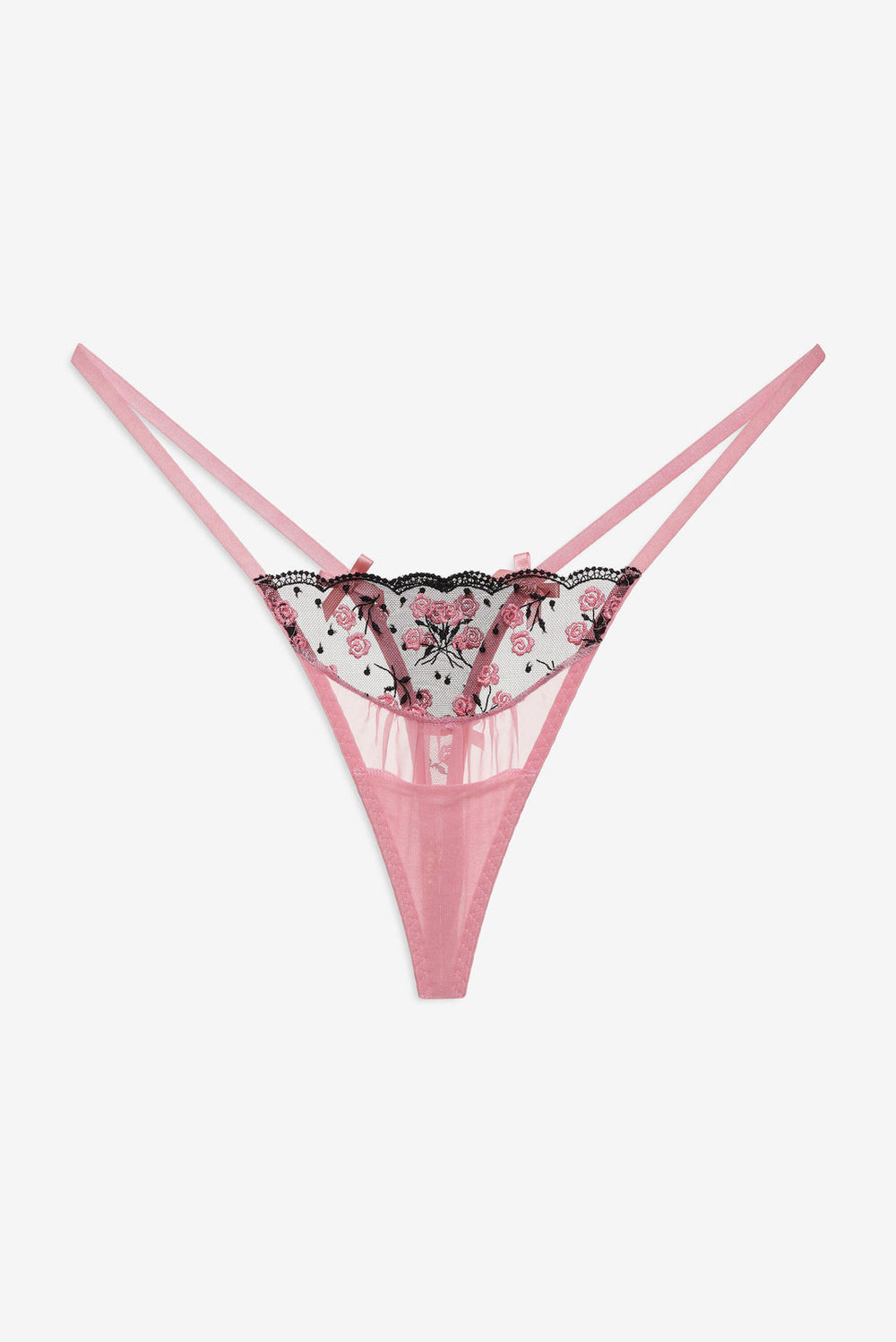 Women Rose Cluster Thong Panty - Pink