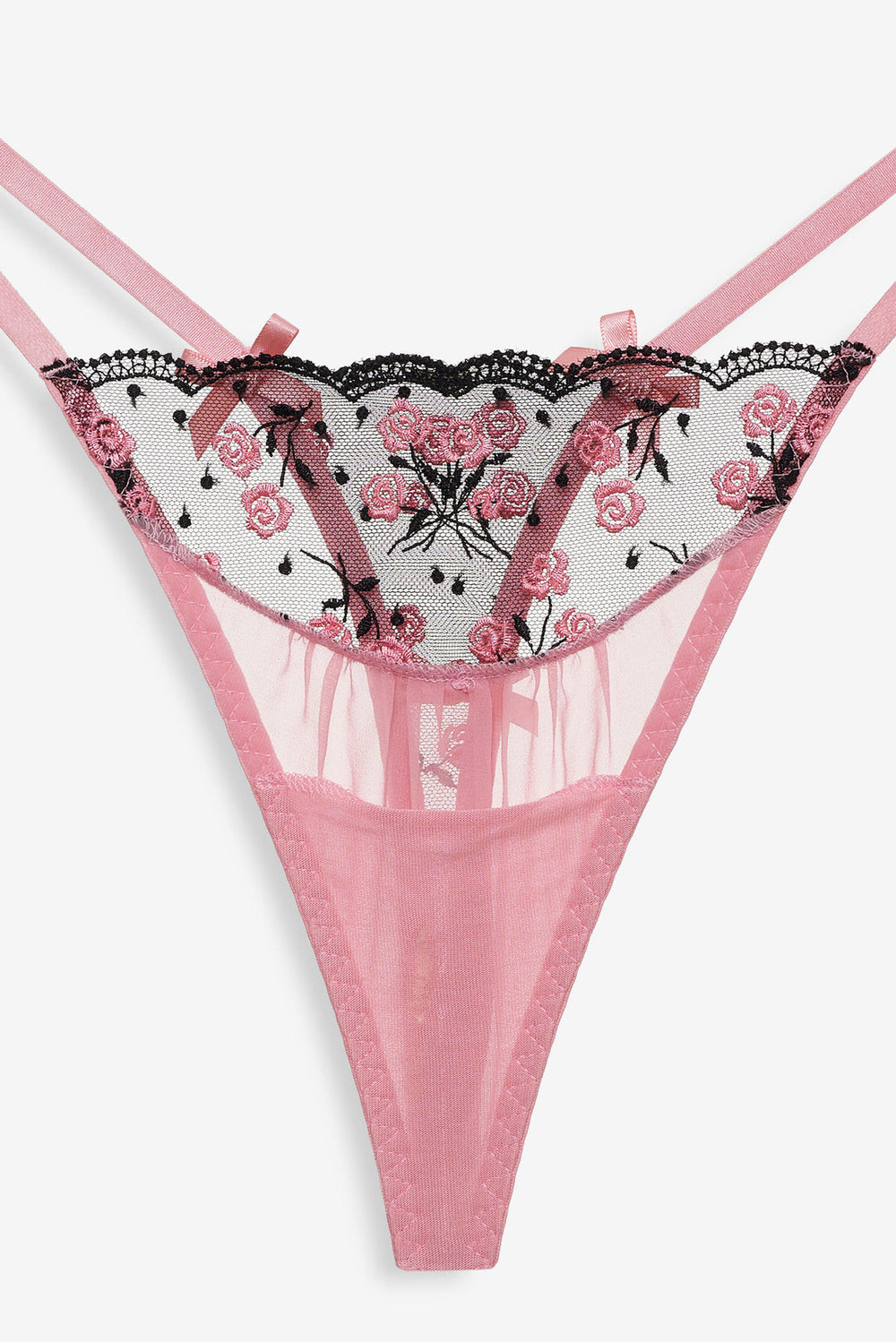 Women Rose Cluster Thong Panty - Pink