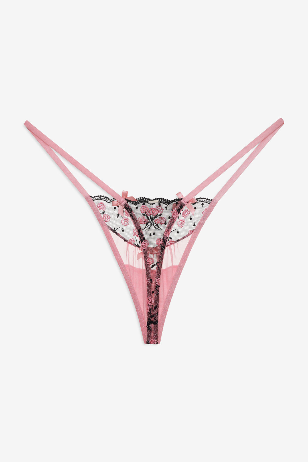 Women Rose Cluster Thong Panty - Pink