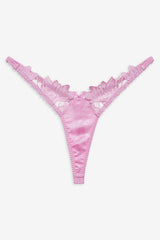 Women Maye Embroidered Thong Panty - Pink