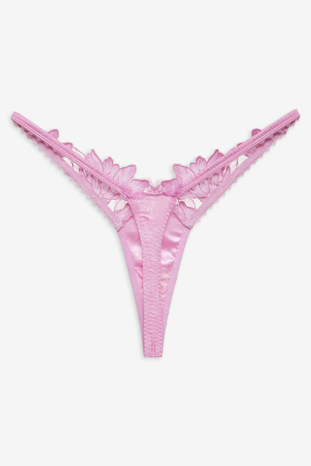 Women Maye Embroidered Thong Panty - Pink