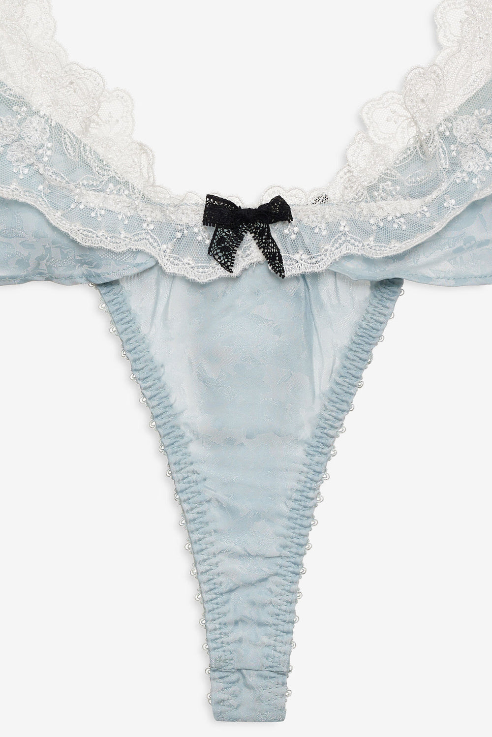 Women Bluebird Jacquard Thong Panty - Dusty Blue