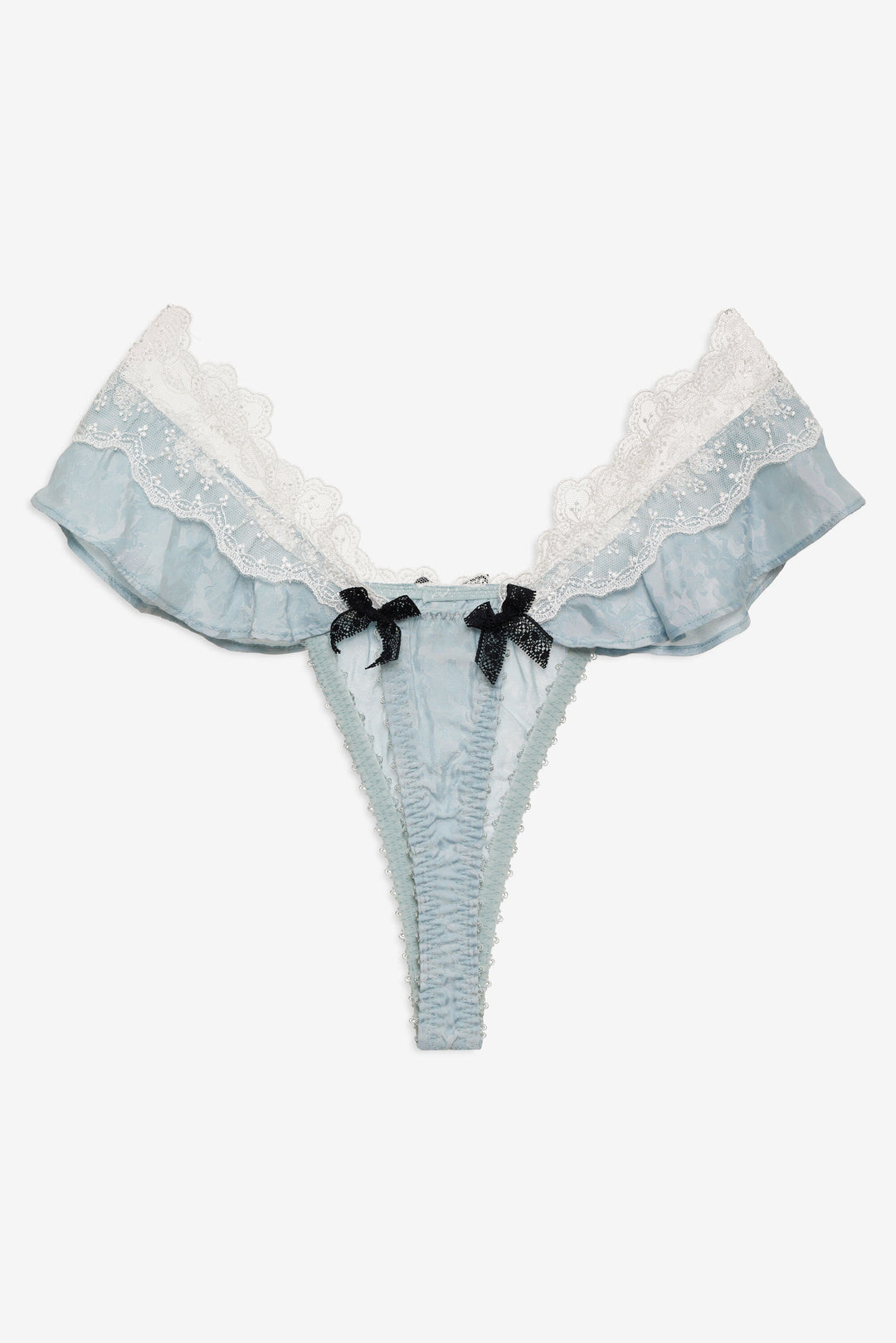Women Bluebird Jacquard Thong Panty - Dusty Blue