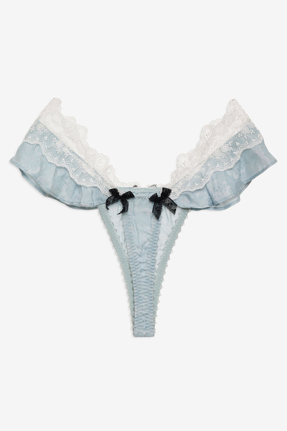 Women Bluebird Jacquard Thong Panty - Dusty Blue