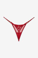 Women Glitter Thong Panty - Red