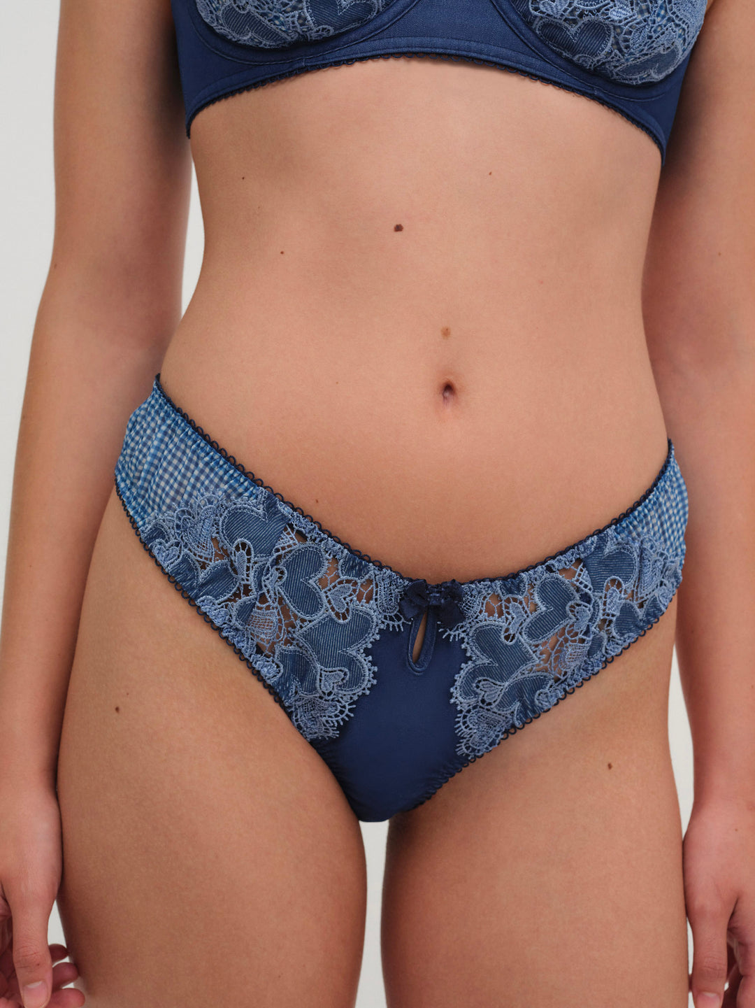 Women Denim Hearts High Waisted Panty - Blue