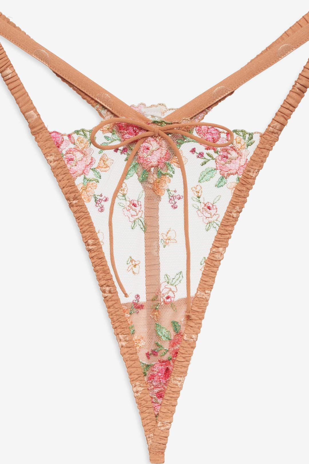 Women Glimmer Rosebud Thong Panty - Terracotta