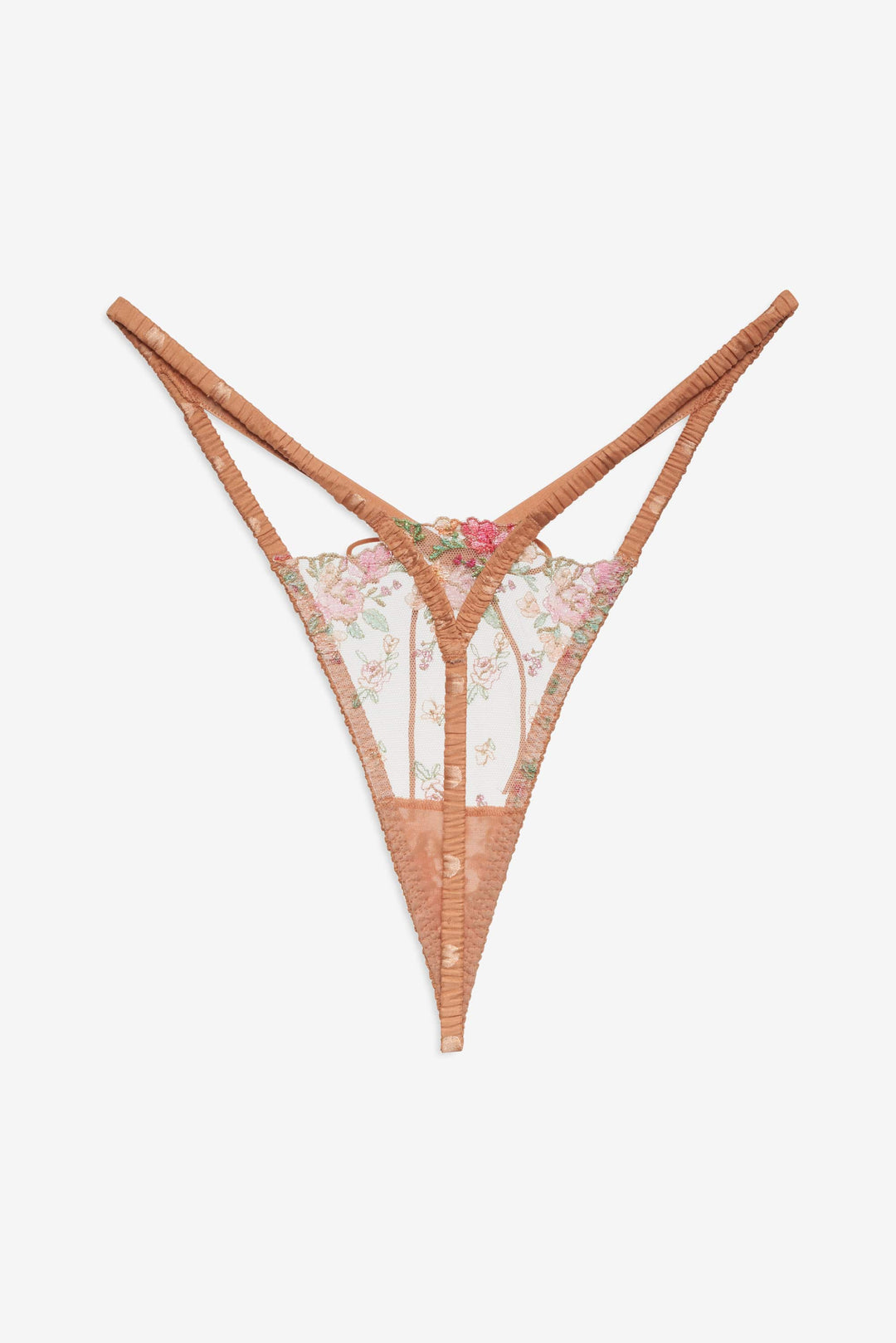 Women Glimmer Rosebud Thong Panty - Terracotta