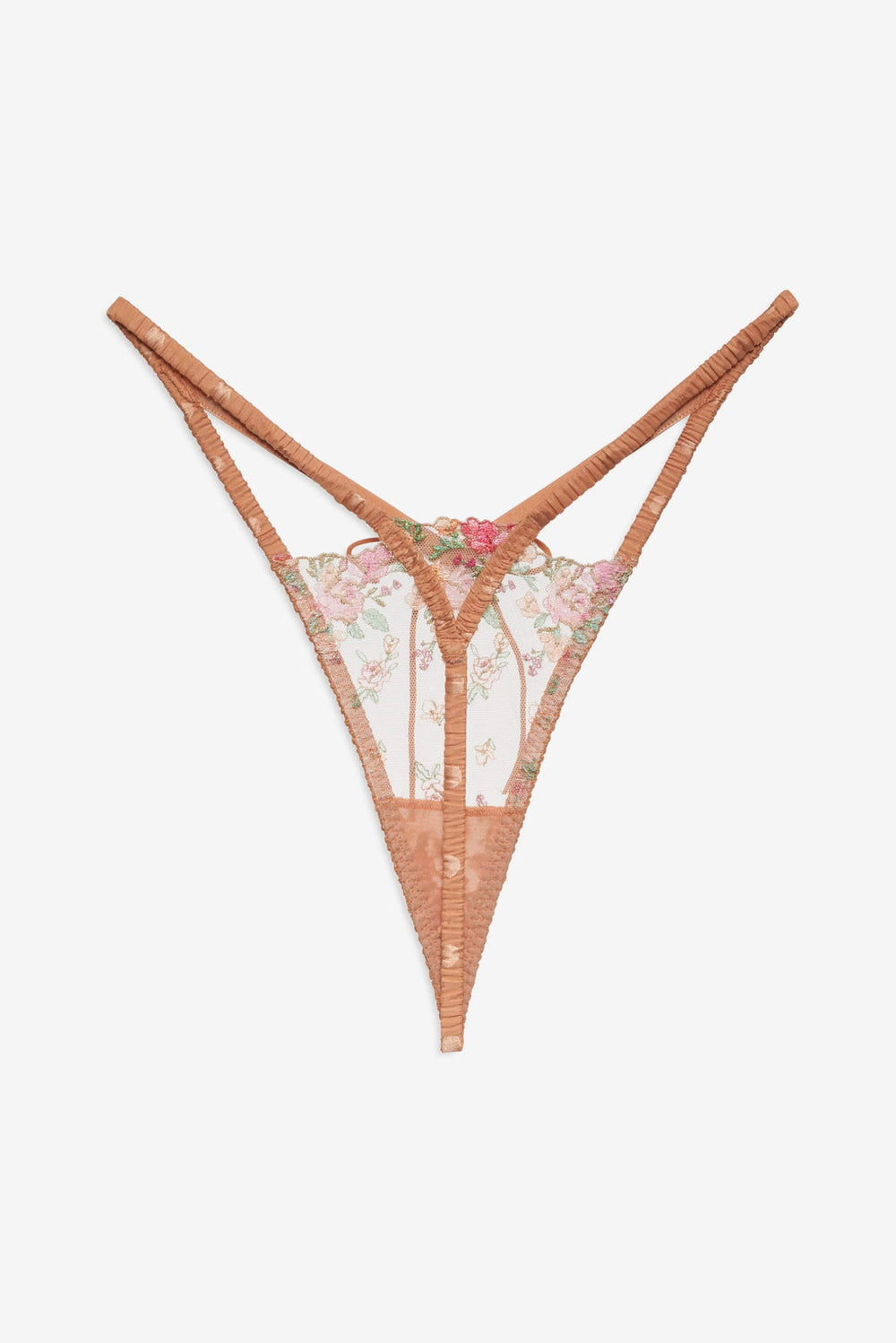Women Glimmer Rosebud Thong Panty - Terracotta