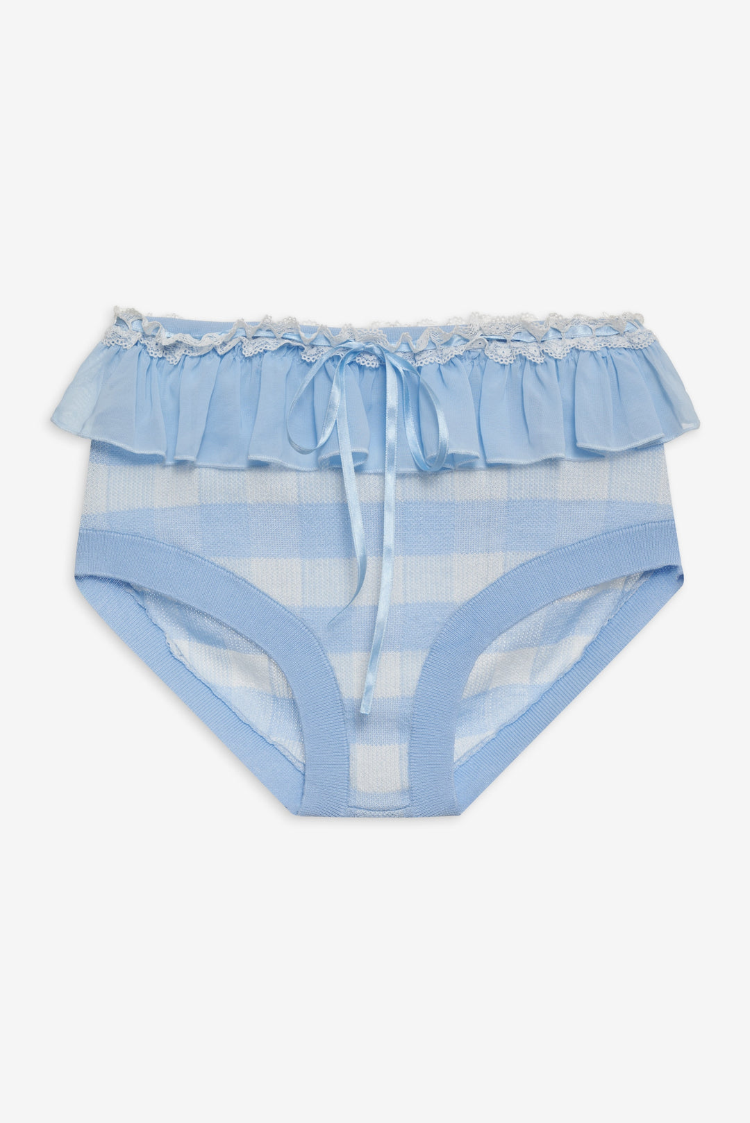 Women Brushed Gingham Knit Panty - Blue