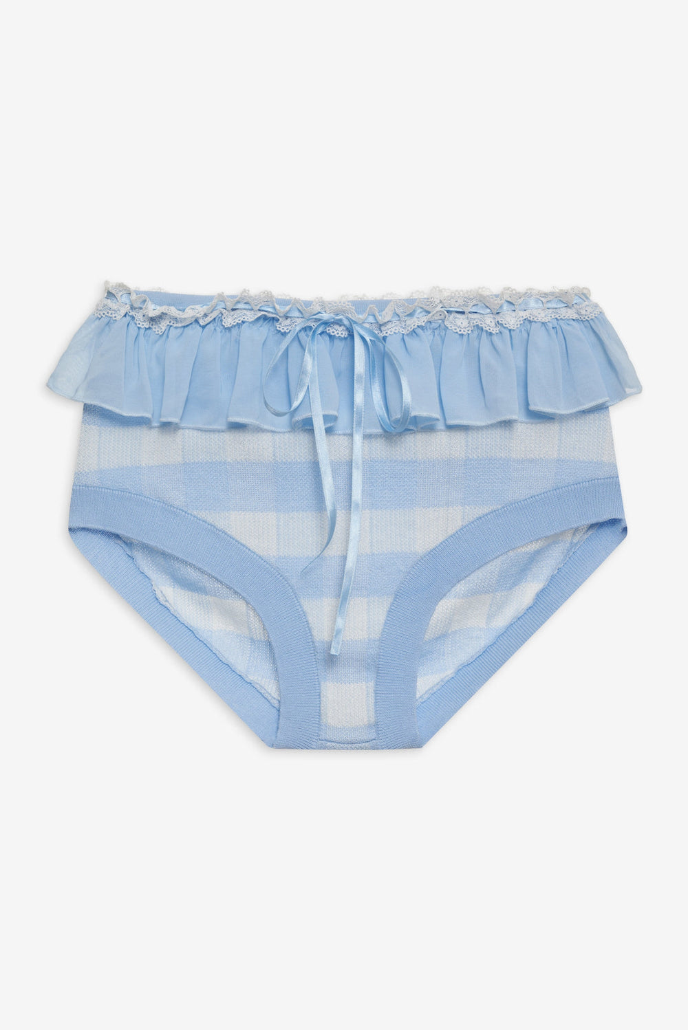 Women Brushed Gingham Knit Panty - Blue