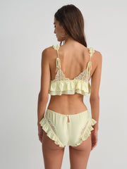 Women Butterfly Lace Ruffle Cheeky Panty - Yellow