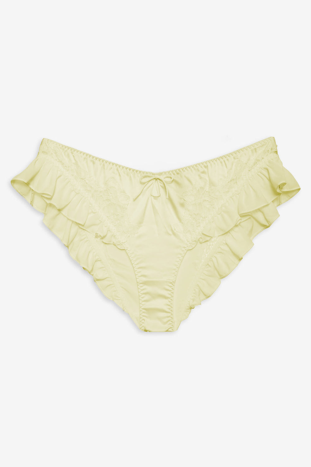 Women Butterfly Lace Ruffle Cheeky Panty - Yellow