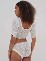 Women Sally Stretch Lace Cheeky Panty - White