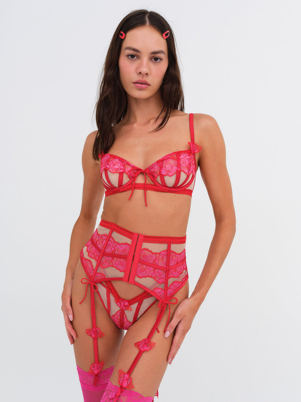 Women Cordelia Garter Belt - Red