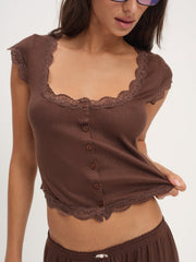Women Elliana Sleep Top - Chocolate
