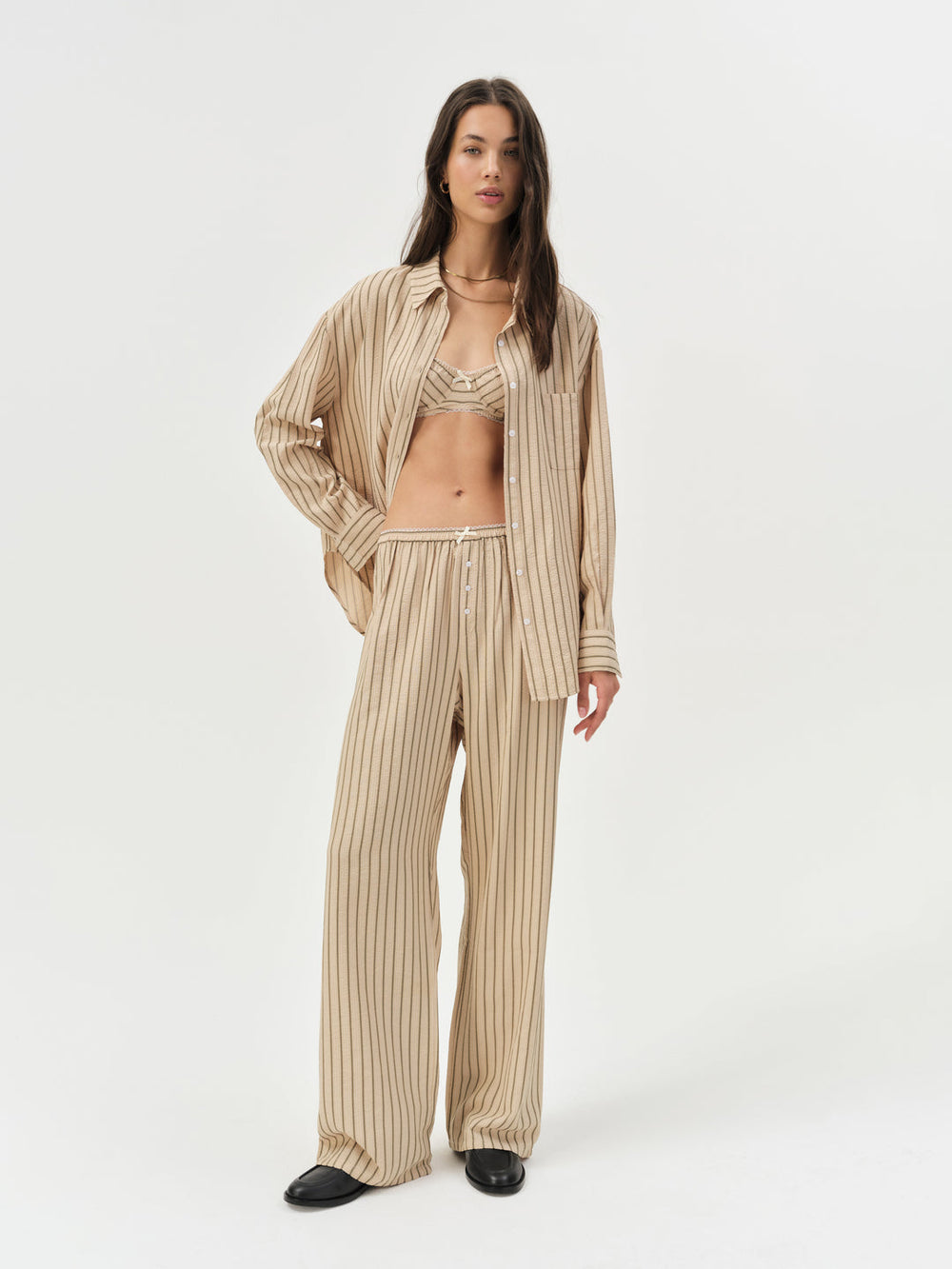 Women Mindy Wide Leg Pant - Brown