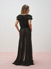 Women Liz Lurex Dot Robe - Black
