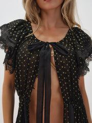 Women Liz Lurex Dot Robe - Black