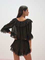 Women Liz Lurex Dot Top - Black